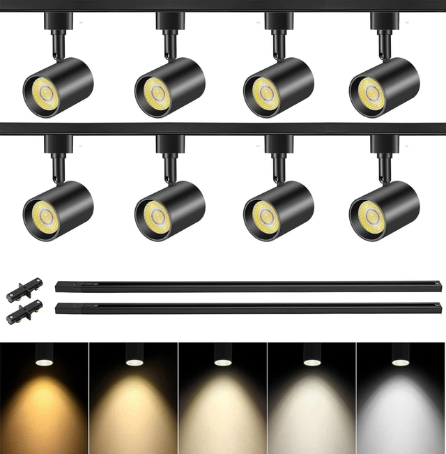 Main image of VANoopee 5-Color 8-Light LED Track Lighting Kit with Track Rails, Black