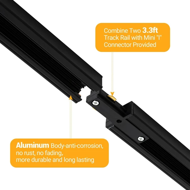 Alt view image 6 of 7 - VANoopee 5-Color 8-Light LED Track Lighting Kit with Track Rails, Black