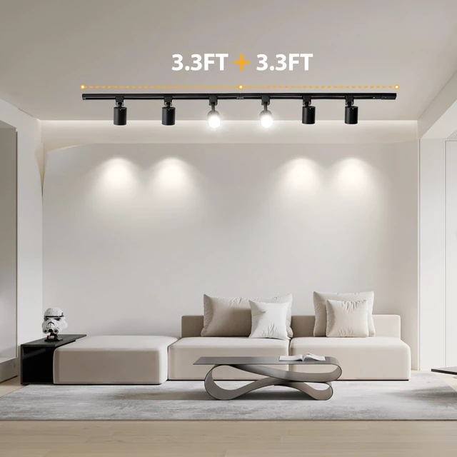 Alt view image 7 of 7 - VANoopee 5-Color 8-Light LED Track Lighting Kit with Track Rails, Black