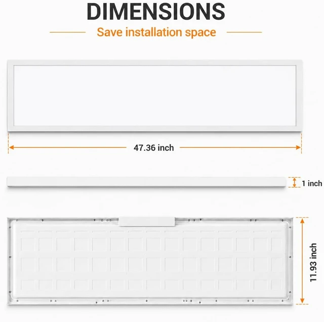 Alt view image 6 of 7 - 1x4 Led Flat Panel Light Surface Mount Ceiling Light, 3CCT 3000K/4000K/5000K Dimmable, 30W/40W/46W 5060LM -Lit, Flush Mount or Drop Ceiling for Office Kitchen Garage, White (2 Pack)