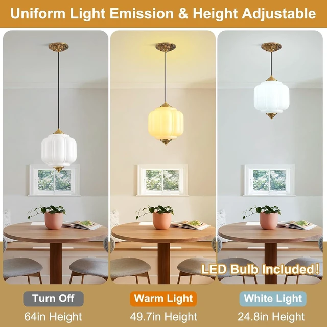 Main image of Milk Glass Light Fixture 9in Medium Pendant Light Bulb Included