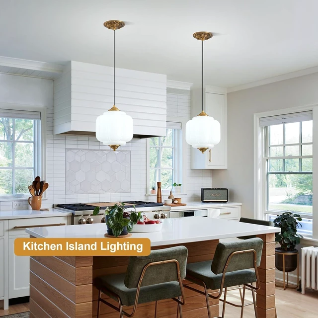 Alt view image 3 of 7 - Milk Glass Light Fixture 9in Medium Pendant Light Bulb Included