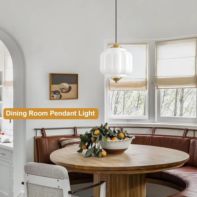 Alt view image 5 of 7 - Milk Glass Light Fixture 9in Medium Pendant Light Bulb Included