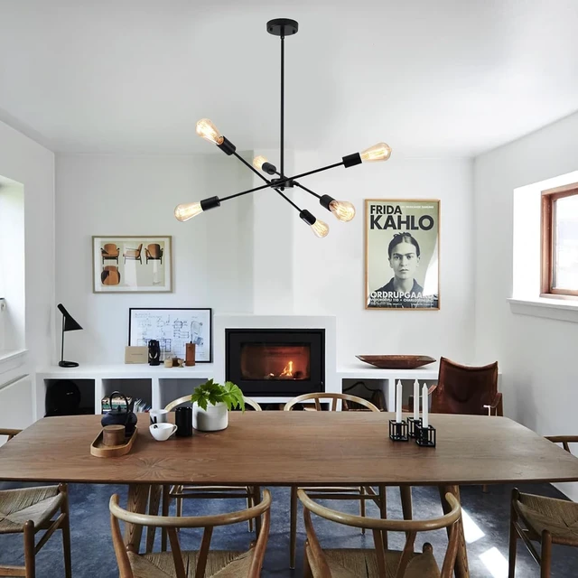 Alt view image 2 of 7 - Sputnik Chandeliers, Modern Sputnik Ceiling Light Fixture 6 Lights Dimmable
