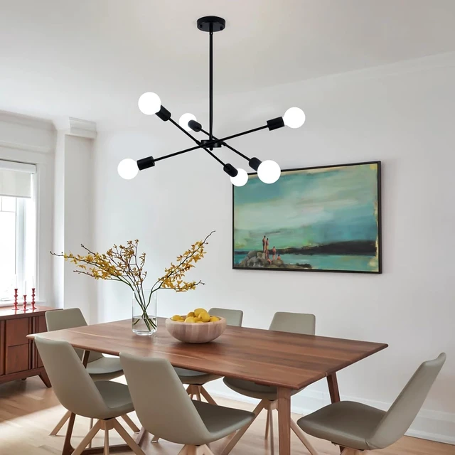 Alt view image 4 of 7 - Sputnik Chandeliers, Modern Sputnik Ceiling Light Fixture 6 Lights Dimmable