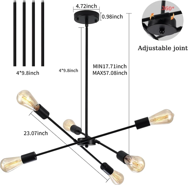 Alt view image 5 of 7 - Sputnik Chandeliers, Modern Sputnik Ceiling Light Fixture 6 Lights Dimmable
