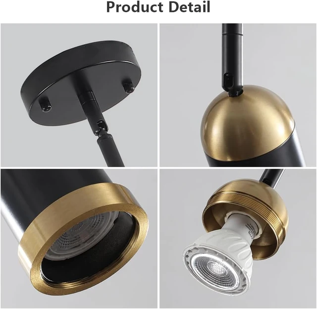 Alt view image 3 of 7 - 5-Light Track Lighting Kit Black Track Light Flexibly Rotatable Light Head Adjustable Height Modern Spotlight for Kitchen Living Room Dining Room Bedroom Closet Bar