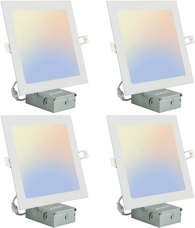 Main image of 4 Pack 8 inch Square Led Recessed Lights Dimmable with Junction Box,3CCT 3000K-4000K-6000K Selectable,1600LM CRI 90+ 18W Ultra-Thin Led Recessed Ceiling Lights Fixtures, High Brightness