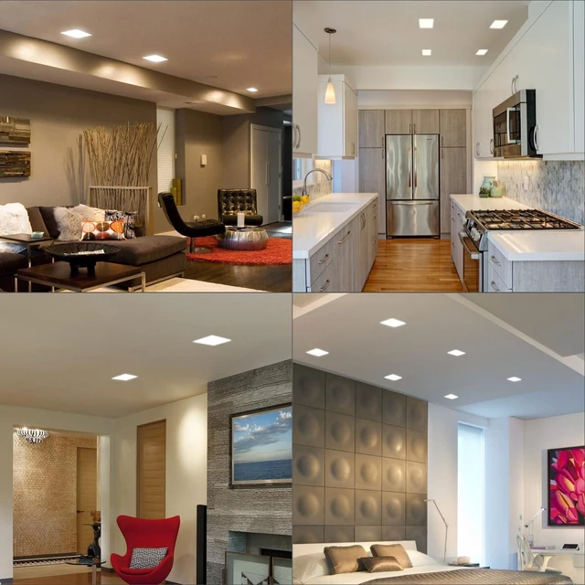 Alt view image 2 of 7 - 4 Pack 8 inch Square Led Recessed Lights Dimmable with Junction Box,3CCT 3000K-4000K-6000K Selectable,1600LM CRI 90+ 18W Ultra-Thin Led Recessed Ceiling Lights Fixtures, High Brightness