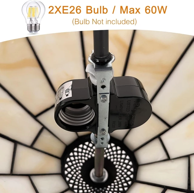 Alt view image 3 of 7 - Capulina Tiffany Lamp Cream Stained Glass Semi Ceiling Light 2-Light