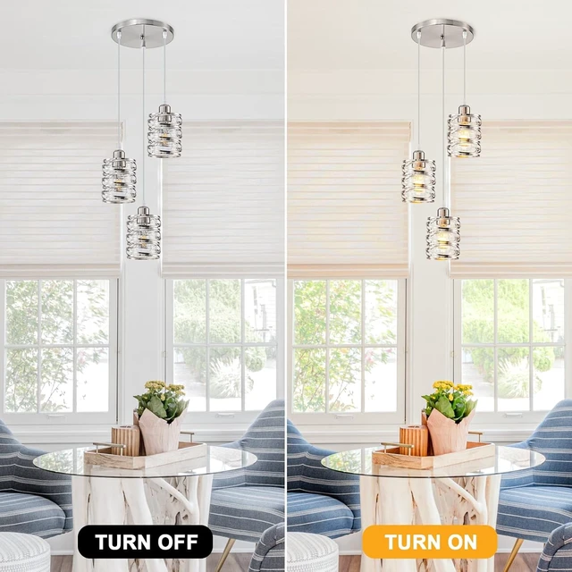 Alt view image 4 of 6 - foucasal Brushed Nickel 3 Lights Cluster Pendant Light for Kitchen Island