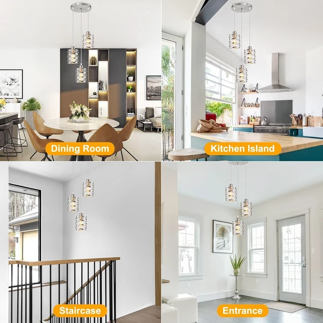 Alt view image 5 of 6 - foucasal Brushed Nickel 3 Lights Cluster Pendant Light for Kitchen Island