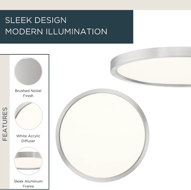 Alt view image 2 of 7 - Quoizel Outskirts 15" Round Flush Mount LE Ceiling Light, Brushed Nickel