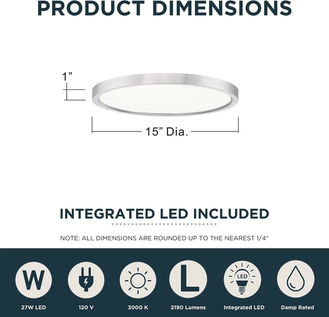 Alt view image 3 of 7 - Quoizel Outskirts 15" Round Flush Mount LE Ceiling Light, Brushed Nickel
