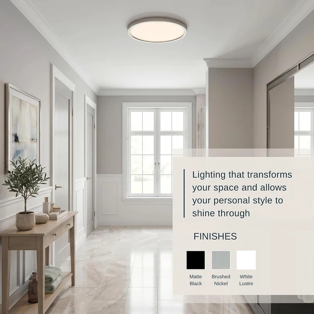 Alt view image 4 of 7 - Quoizel Outskirts 15" Round Flush Mount LE Ceiling Light, Brushed Nickel