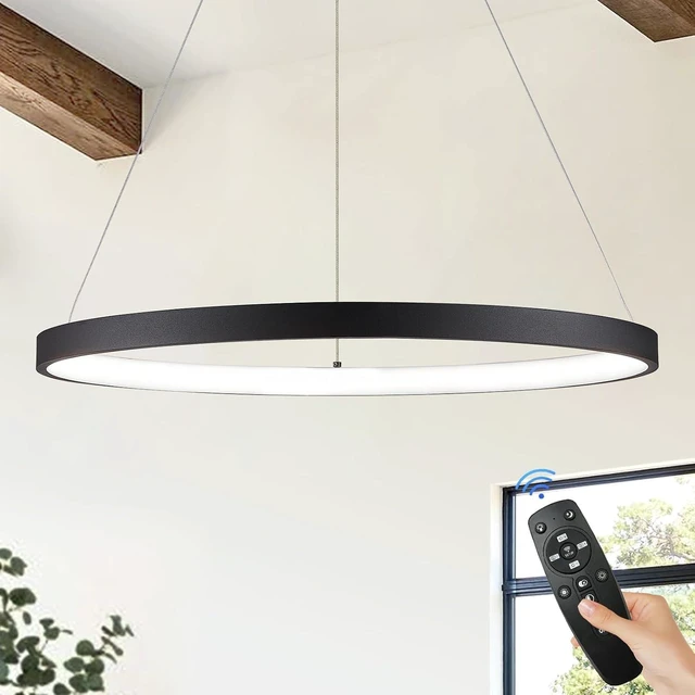 Main image of Modern LED Pendant Light Black Ring Chandelier 24" Dimmable Flush Mount Pendant Chandelier for Dinning Room Office Kitchen Living Room,3000-6500K