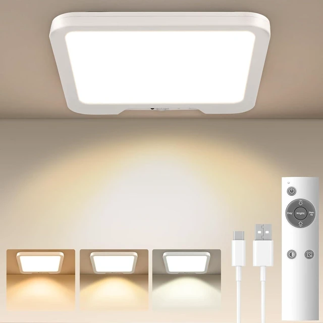 Main image of Amzpas Rechargeable Motion Sensor Ceiling Light Indoor, Magnetic Wireless Ceiling Light Battery Operated Light for Closet Shower Stairs Hallway Porch Pantry Garage Patio Shed