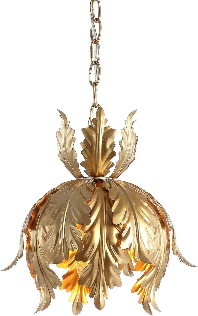 Main image of JONATHAN Y Anne 1-Light Lotus Leaf Metal Pendant Ceiling Fixture 12", Gold