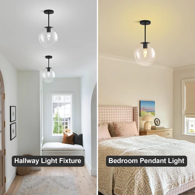 Alt view image 4 of 7 - 10in Globe Glass Pendant Light Kitchen Island Modern Hanging Lamp