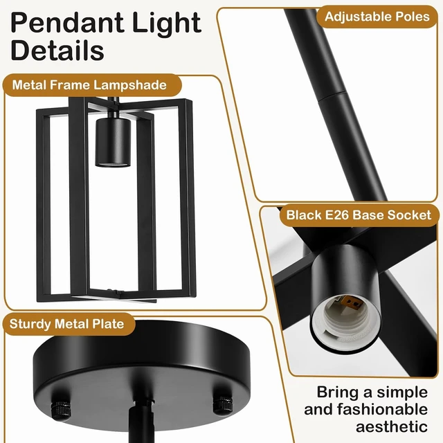 Alt view image 3 of 7 - Pendant Light, Adjustable Height Farmhouse Pendant Light Fixtures, 1-Light