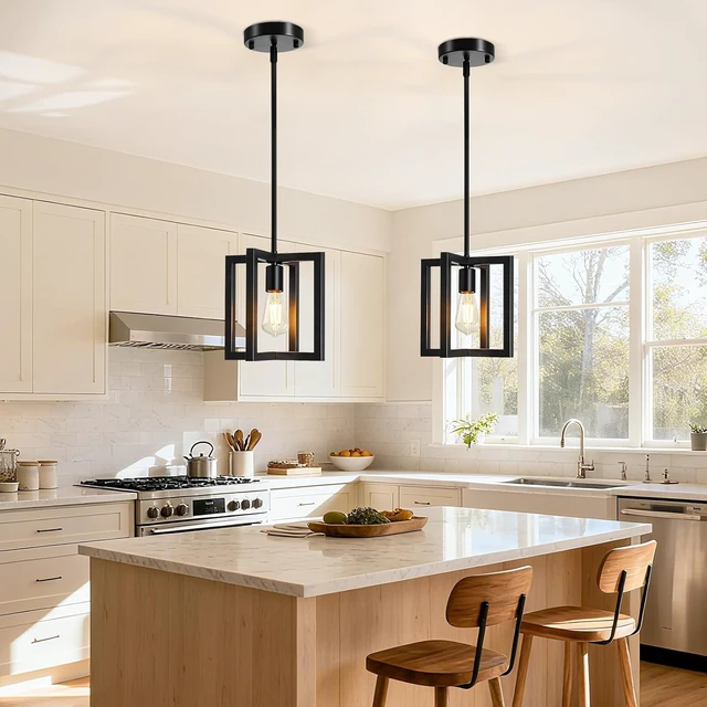Alt view image 2 of 7 - Pendant Light, Adjustable Height Farmhouse Pendant Light Fixtures, 1-Light