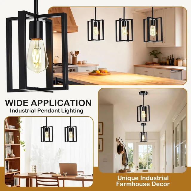 Alt view image 7 of 7 - Pendant Light, Adjustable Height Farmhouse Pendant Light Fixtures, 1-Light