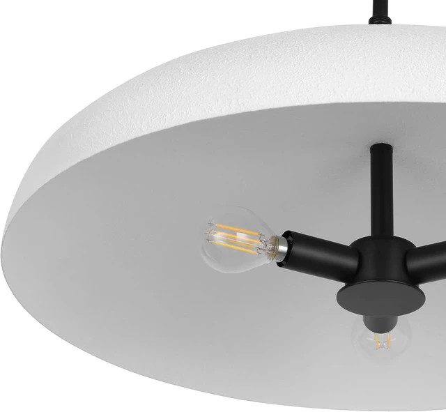 Alt view image 5 of 7 - LamQee 20 Inch Oversized Large Pendant Lights, 3-Lights Textured White Modern Dome Chandelier, Rustic Metal Pendant Lighting Fixture Ceiling Hanging for Kitchen Island, Dining Room Over Table, Bar