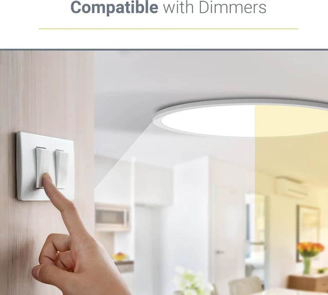Alt view image 3 of 7 - Koda | 32" 50W Slim Oval LED Ceiling Light Fixture, Super Bright 3500 lumens LED Light, Adjustable White Light 2700K/4000K, Ceiling Lamp for Kitchen, Bathroom, Bedroom, Living Room, Laundry Room