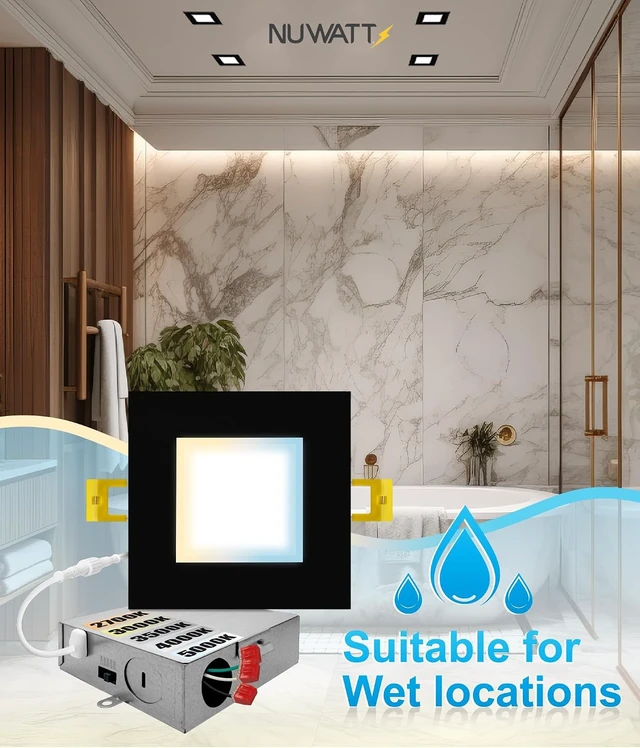 Alt view image 7 of 7 - NUWATT Black 4 Inch Square LED Recessed Lighting 2700K-5000K, ETL, 6 Pack