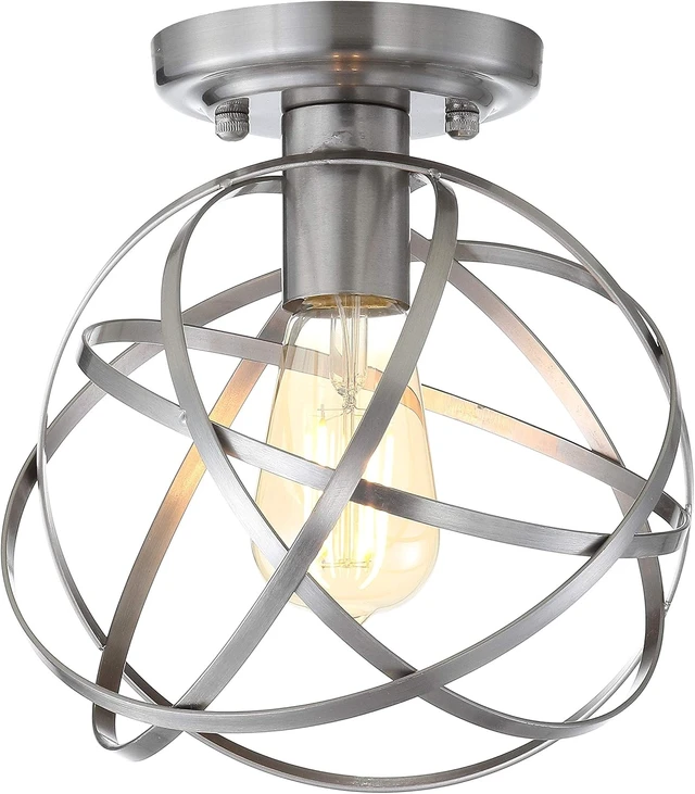 Main image of JONATHAN Y Alba 8.5" 1-Light Metal Orb Semi-Flush Mount, Nickel
