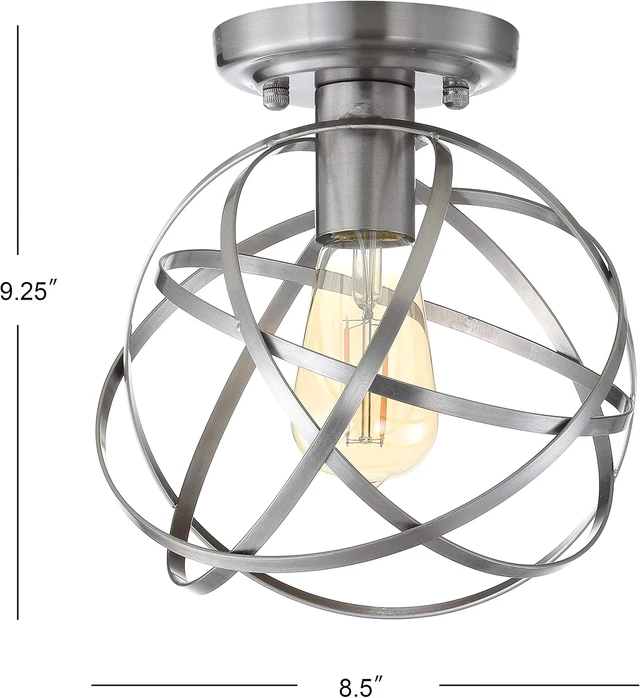 Alt view image 4 of 7 - JONATHAN Y Alba 8.5" 1-Light Metal Orb Semi-Flush Mount, Nickel