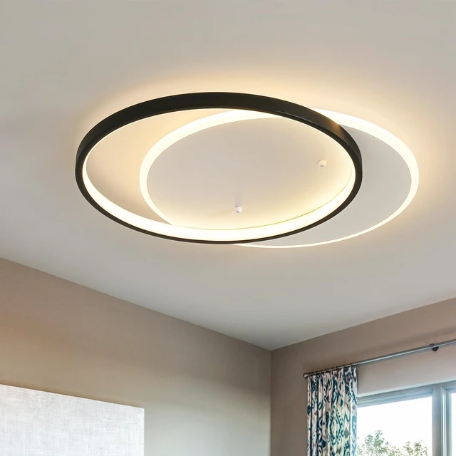 Main image of Shine LUEST Modern LED Ceiling Light Fixture Black Semi Flush Mount Light with Remote Control 19.69" Hallway Light Fixtures Ceilings Mount Dimmable Ceiling Lamp for Bedroom,Kitchen,Entryway