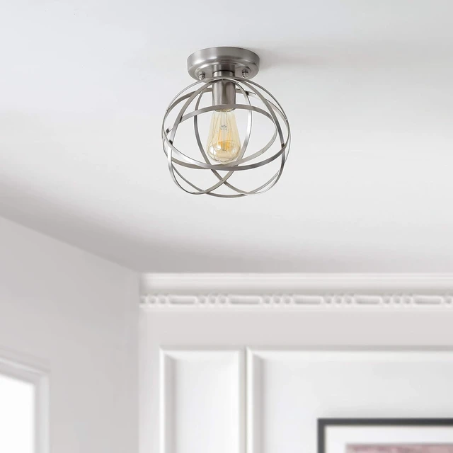 Alt view image 6 of 7 - JONATHAN Y Alba 8.5" 1-Light Metal Orb Semi-Flush Mount, Nickel