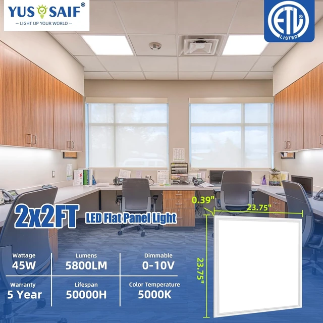 Alt view image 2 of 7 - 2x2 LED Flat Panel Light for Drop Ceiling, 45W 5800LM-4 Pack