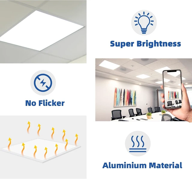 Alt view image 6 of 7 - 2x2 LED Flat Panel Light for Drop Ceiling, 45W 5800LM-4 Pack