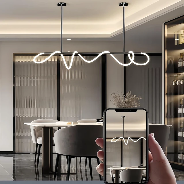 Alt view image 6 of 6 - SMG Modern Led Linear Pendant Lights Kitchen Island Chandelier