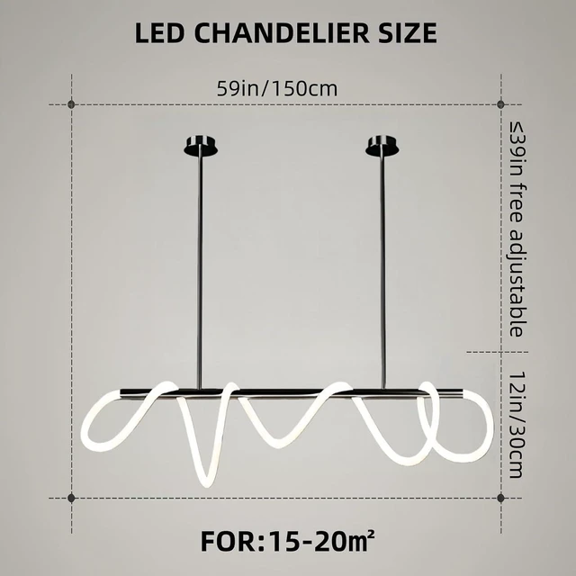 Alt view image 4 of 6 - SMG Modern Led Linear Pendant Lights Kitchen Island Chandelier