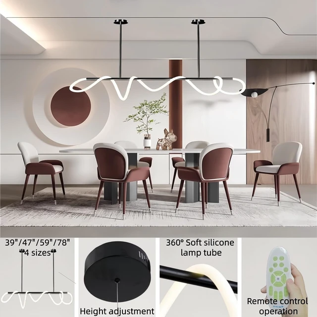 Alt view image 5 of 6 - SMG Modern Led Linear Pendant Lights Kitchen Island Chandelier