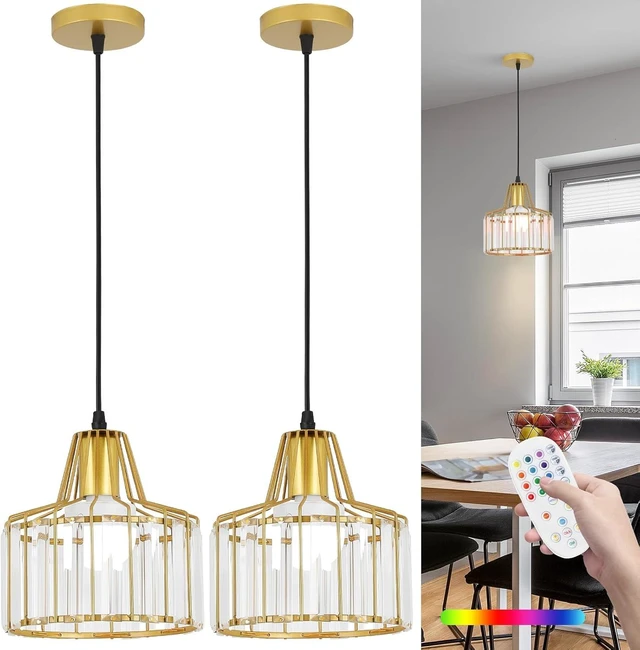 Main image of Battery Operated Pendant Lights,Rechargeable Pendant Light with Remote,Gold Pendant Light Fixtures for Kitchen Island,Modern Crystal Hanging Lights for Bedroom,Dining Room Hallway Entryway