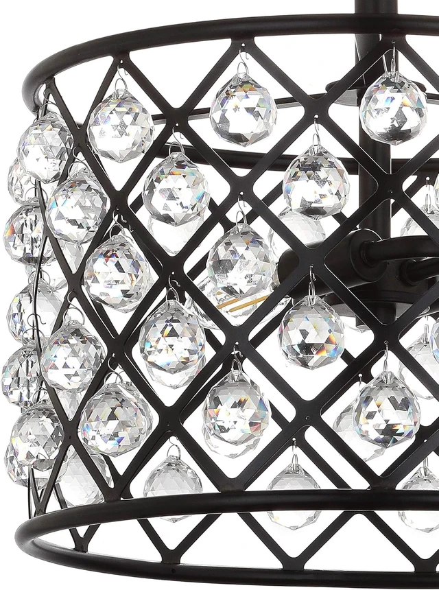 Alt view image 6 of 7 - JONATHAN Y Gabrielle 14.5" 2-Light Crystal Semi-Flush, Oil Rubbed Bronze