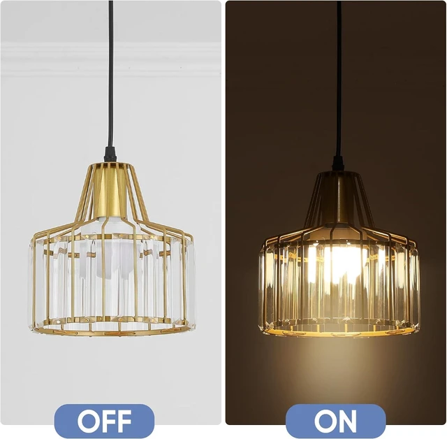 Alt view image 5 of 7 - Battery Operated Pendant Lights,Rechargeable Pendant Light with Remote,Gold Pendant Light Fixtures for Kitchen Island,Modern Crystal Hanging Lights for Bedroom,Dining Room Hallway Entryway