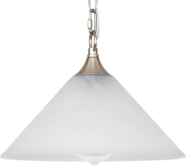 Alt view image 2 of 6 - Plug in Pendant Light Alabaster Glass Dome Shade Hanging Lamp with Dimmable On/Off Switch,16.4Ft Cord & 14.7Ft Chain Brushed Nickel Swag Light Fixture for Kitchen Sink Bar Nook Farmhouse