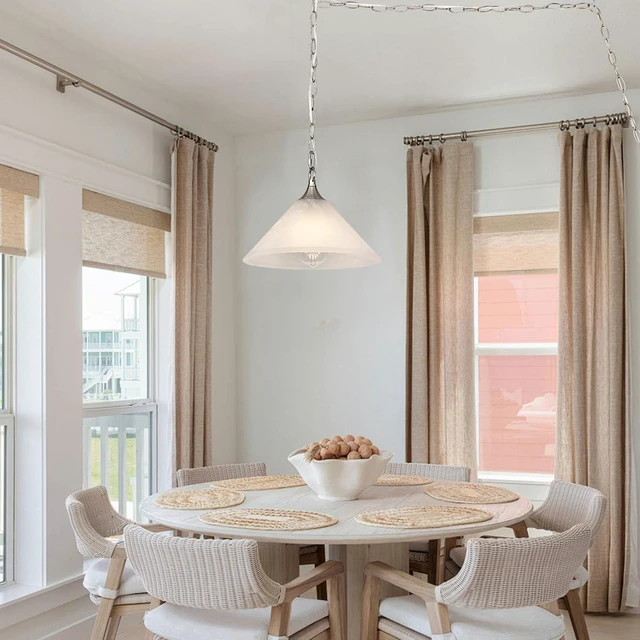 Alt view image 6 of 6 - Plug in Pendant Light Alabaster Glass Dome Shade Hanging Lamp with Dimmable On/Off Switch,16.4Ft Cord & 14.7Ft Chain Brushed Nickel Swag Light Fixture for Kitchen Sink Bar Nook Farmhouse