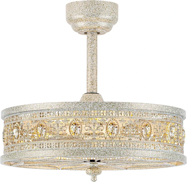 Main image of Fandelier Ceiling Fan with Light,French Coastal Ornate Caged Chandelier Fan