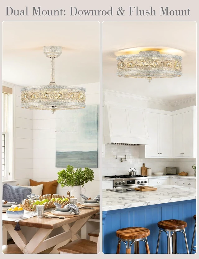 Alt view image 4 of 7 - Fandelier Ceiling Fan with Light,French Coastal Ornate Caged Chandelier Fan
