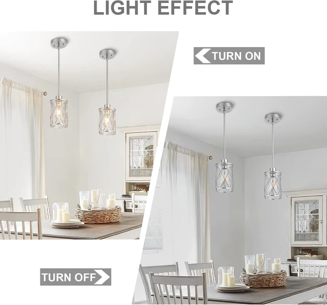 Alt view image 4 of 7 - Refice Glass Pendant Lights Kitchen Island, Brushed Nickel, 2 Pack