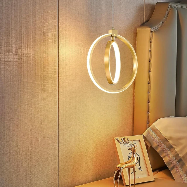 Alt view image 2 of 7 - Modern LED Chandelier Gold Ring Pendant Light Fixtures 4000K Dimmable Height Adjustable Pendant Lighting for Dining Room Kitchen Island Bedroom Living Room Foyer1-Pack