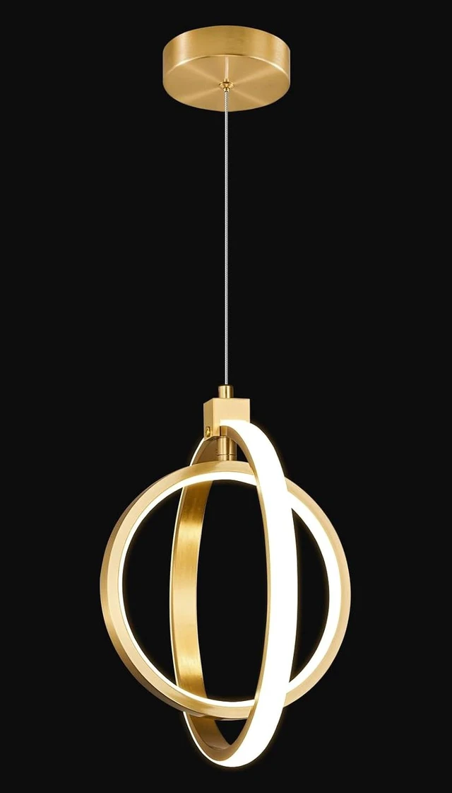 Main image of Modern LED Chandelier Gold Ring Pendant Light Fixtures 4000K Dimmable Height Adjustable Pendant Lighting for Dining Room Kitchen Island Bedroom Living Room Foyer1-Pack