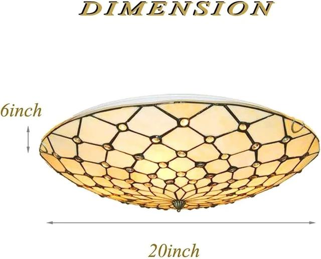 Alt view image 4 of 7 - 20" Tiffany Ceiling Light Fixture Stained Glass Ceiling Light Vintage Style Flush Mount Ceiling Light Fixture for Entryway Foyer Hallway