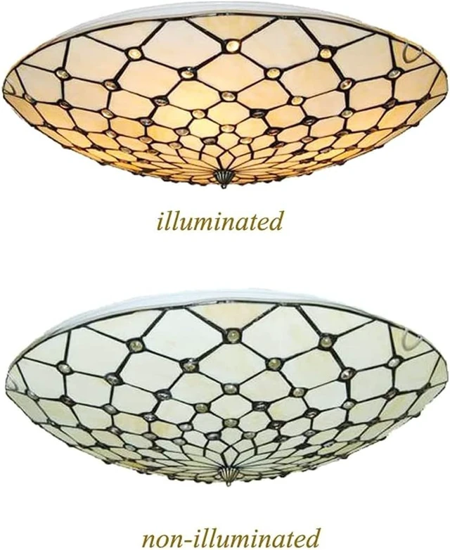 Alt view image 5 of 7 - 20" Tiffany Ceiling Light Fixture Stained Glass Ceiling Light Vintage Style Flush Mount Ceiling Light Fixture for Entryway Foyer Hallway